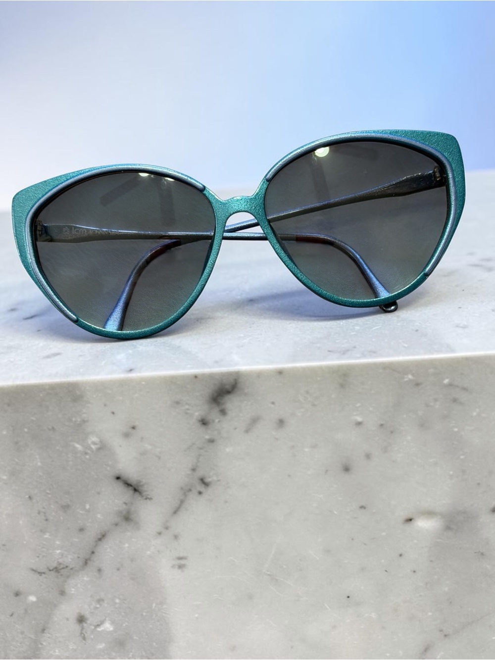 Vintage Deadstock Optyl LCM Vienna Austrian Designer Teal Oversized Sunglasses